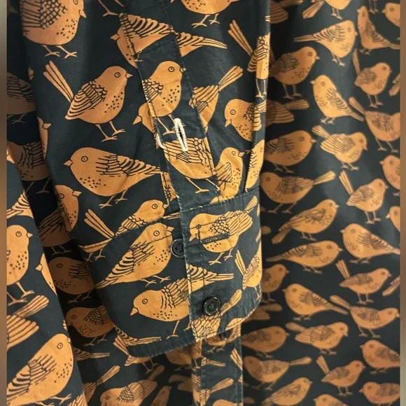 Boden Black and Orange Bird Print Blouse - Picture 6 of 8